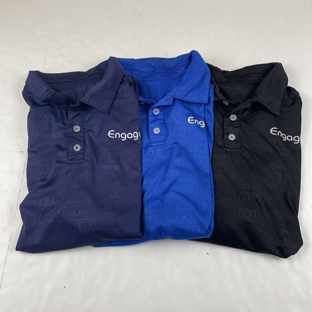 Engage Pickleball Polo Active Shirt Men’s M Lot Of 3 Polyester Blue Black